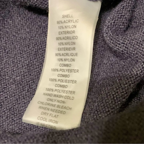 Vince Camuto Sweater Dress Periwinkle Trim Neck Cuffs Keyhole Back Navy Preppy - Picture 4 of 6